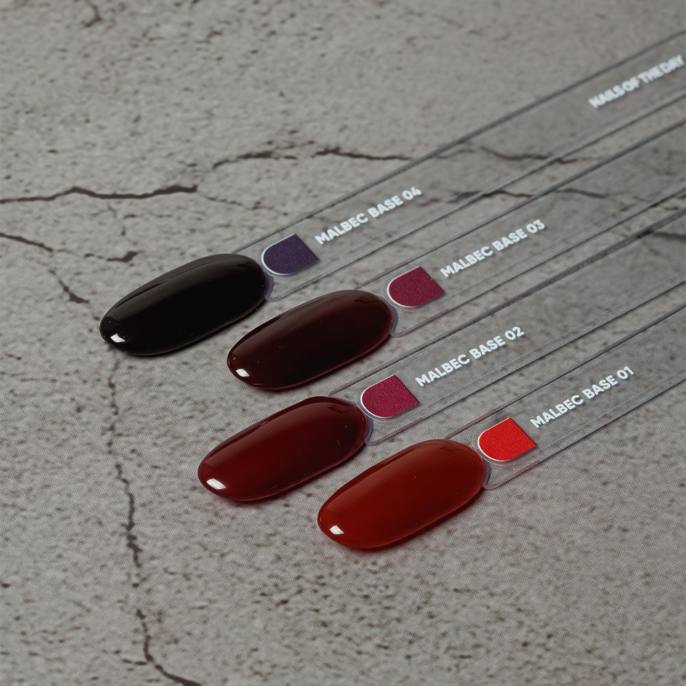 NAILSOFTHEDAY Malbec base 02 – base imitacion cristal de rojo burdeos, 10 ml