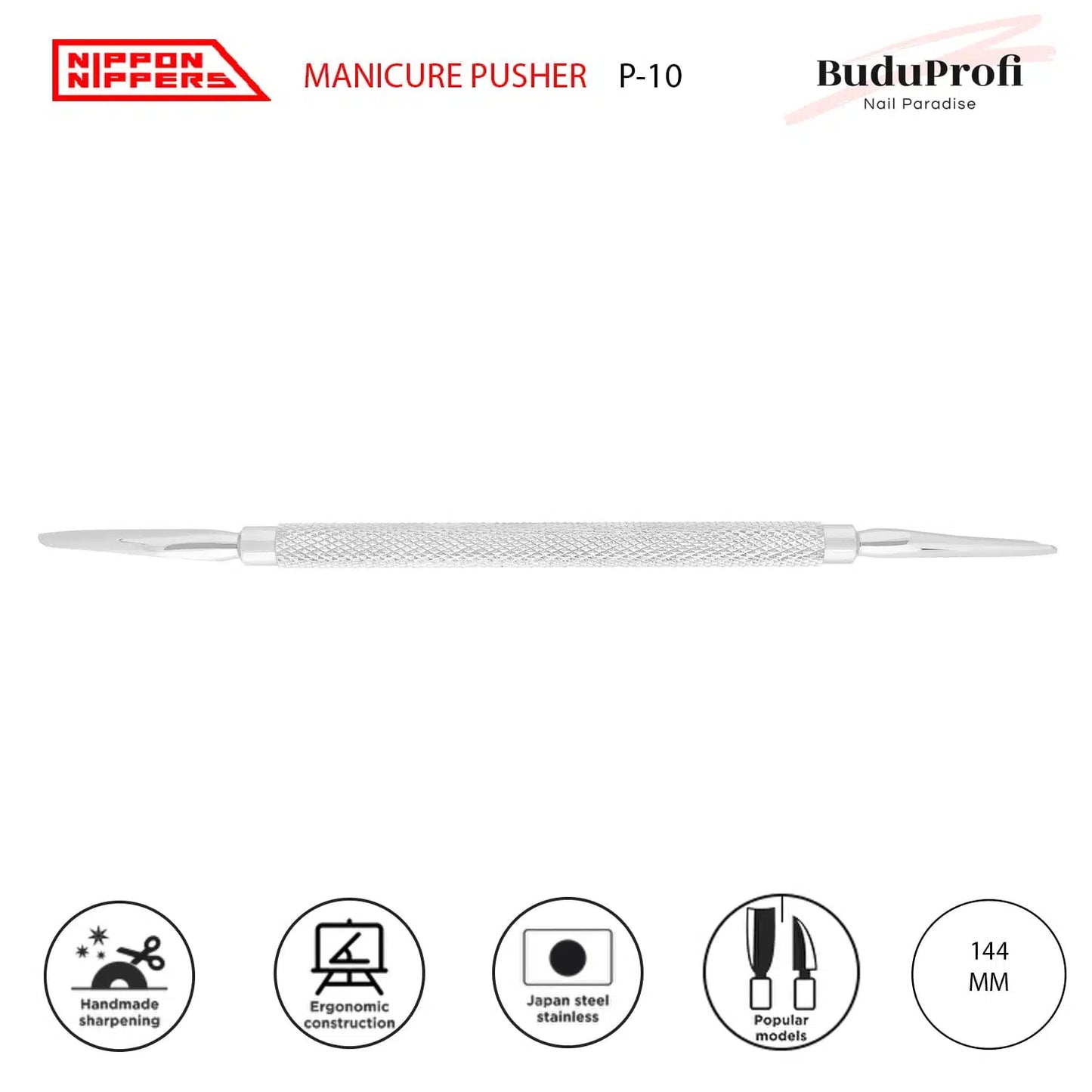 Nippon Nippers Empujador de Cutícula, Dos espátulas, P-10
