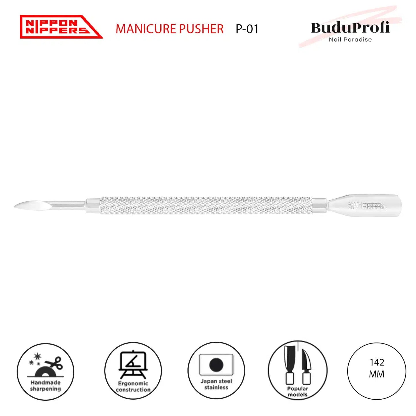 Nippon Nippers Empujador de Cutícula, Espátula y Pica P-01