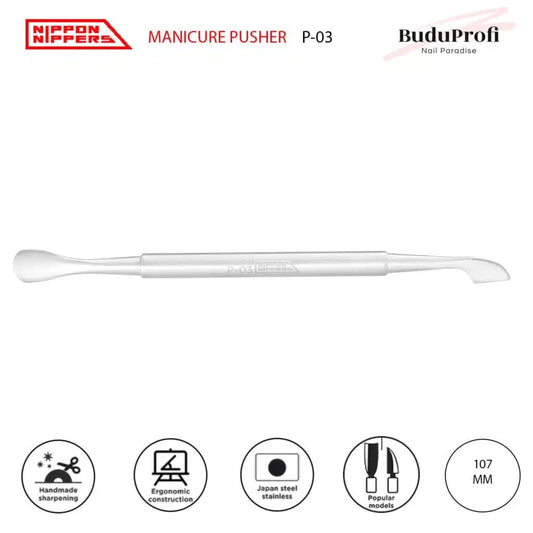 Nippon Nippers Empujador de Cutícula, Espátula y Hacha, P-03