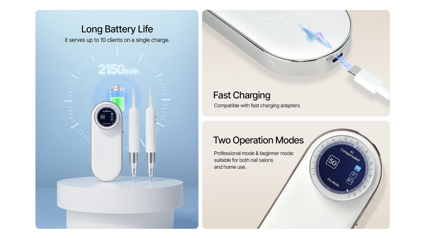 O·NAIL Smart Nail Drill | Torno de Uñas Inteligente Profesional 50.000 rpm y 96 W