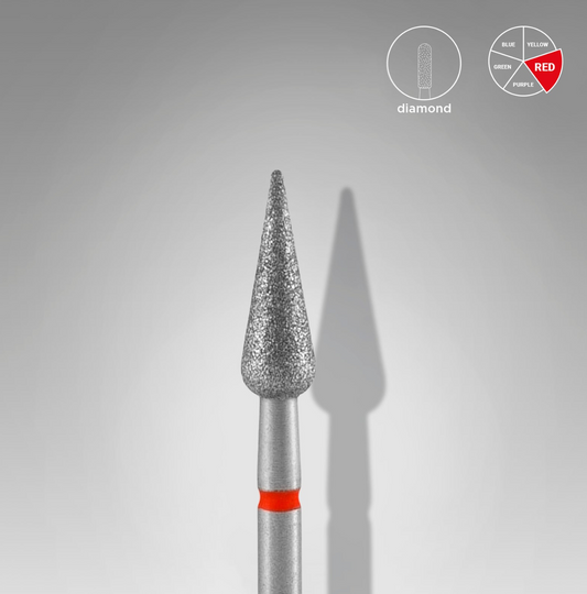 Fresa diamantada «Pera aguda»  diámetro 4 mm, parte de trabajo 12 mm staleks