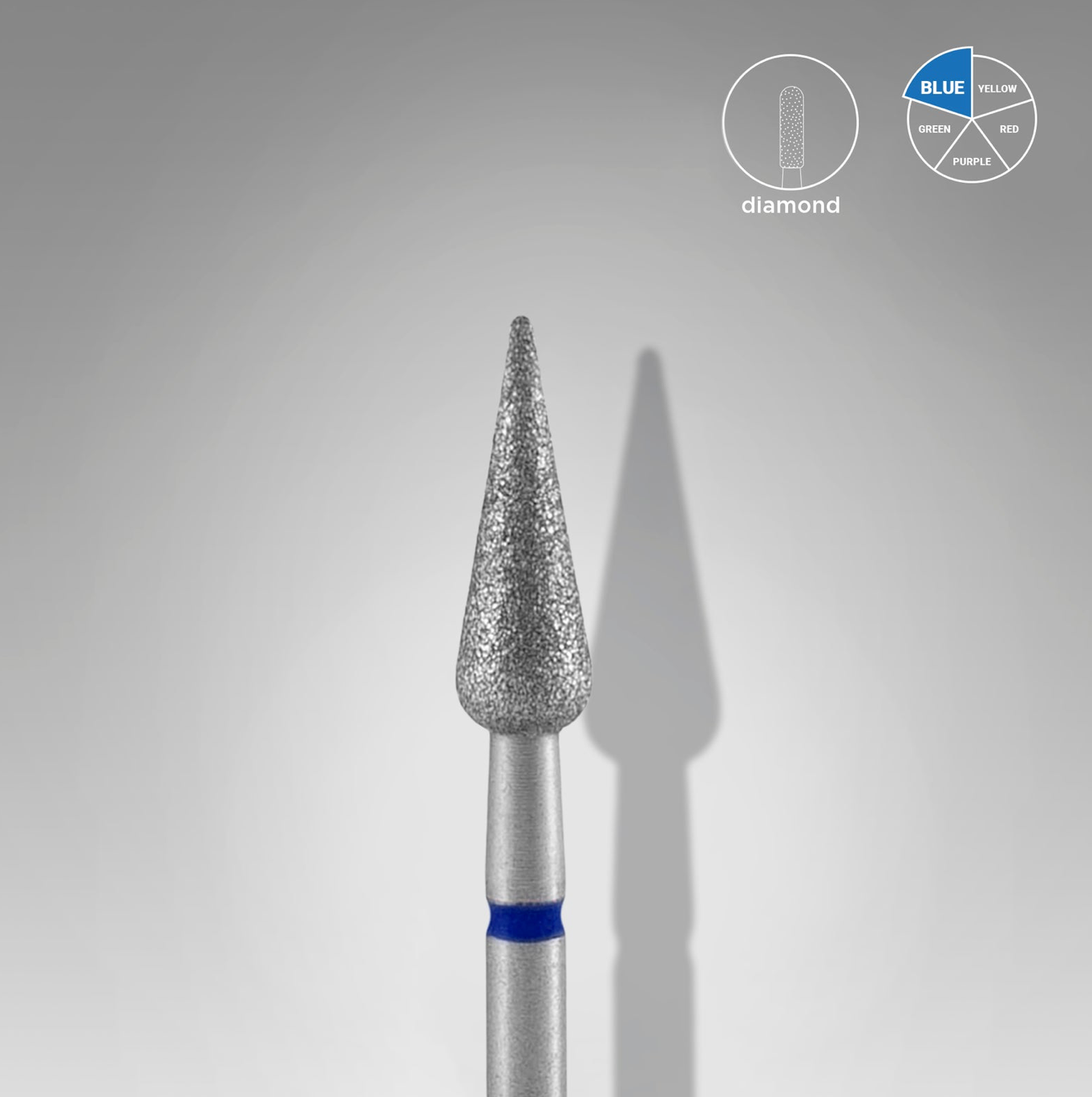 Fresa diamantada «Pera aguda»  diámetro 4 mm, parte de trabajo 12 mm staleks