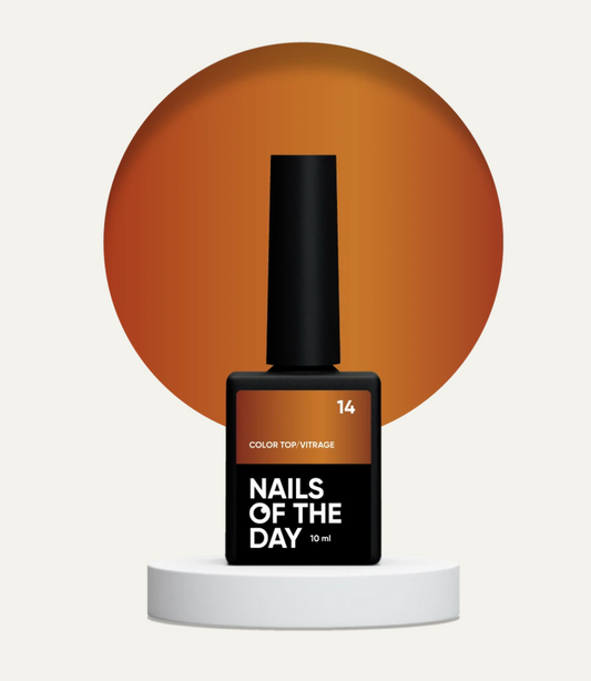 NAILSOFTHEDAY Color Top/Vitrage 14 — Top Coat Vitrage Caramelo Semitransparente, 10 ml