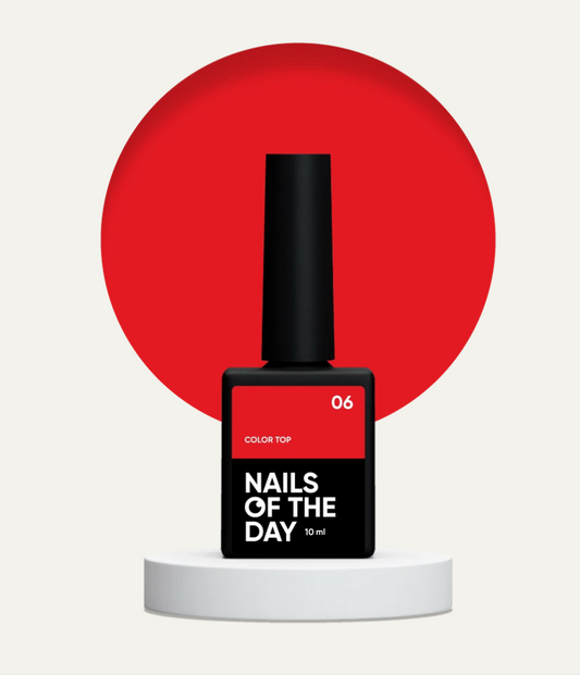 NAILSOFTHEDAY Color Top 06 — clásico rojo intenso sin capa pegajosa, 10 ml.