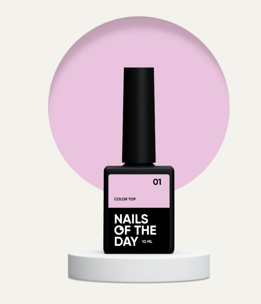 NAILSOFTHEDAY Color Top 01 — top suave rosa sin capa pegajosa para uñas, 10 ml.