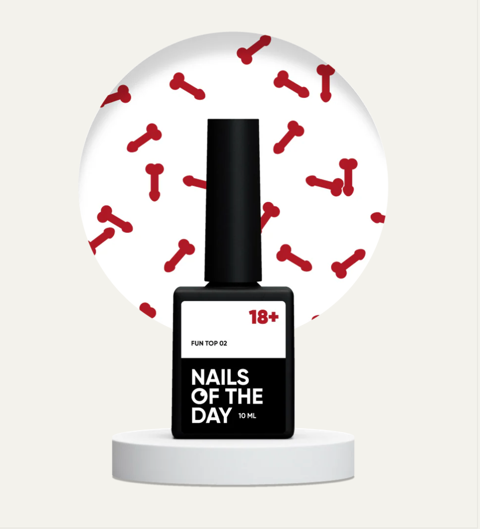 NAILSOFTHEDAY FUN! top 02 — top para uñas con decoración artística roja, sin capa pegajosa, 10 ml