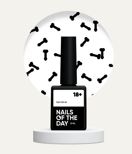 NAILSOFTHEDAY FUN! top 03 — top para uñas con decoración artística negra, sin capa pegajosa, 10 ml