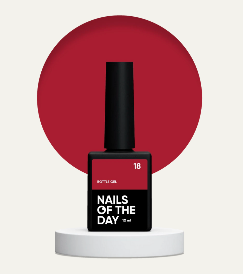 NAILSOFTHEDAY Bottle Gel 18 – gel ultrafuerte rojo clásico, 10 ml
