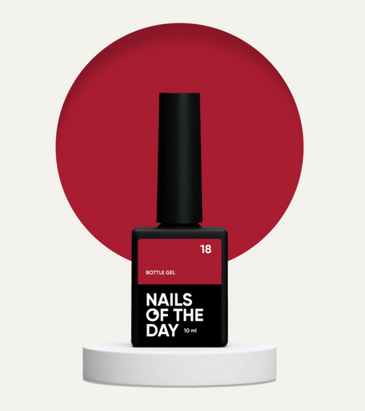 NAILSOFTHEDAY Bottle Gel 18 – gel ultrafuerte rojo clásico, 10 ml