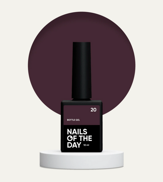 NAILSOFTHEDAY Bottle Gel 20 – gel ultrafuerte marrón con matices morados, 10 ml