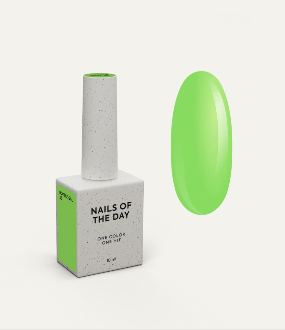 NAILSOFTHEDAY Bottle Gel 28 – gel ultraresistente verde neón para el refuerzo de uñas, 10 ml