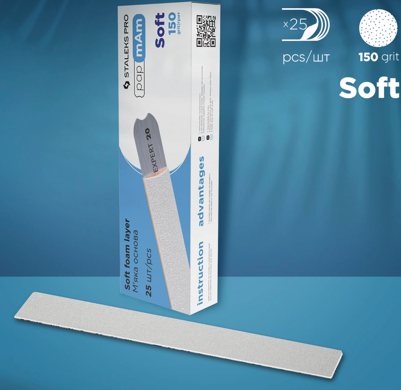 Staleks Limas Desechables Blancos De PapmAm 150grit(Con Capa De Espuma Suave) EXPERT 20 (25 Unidades)