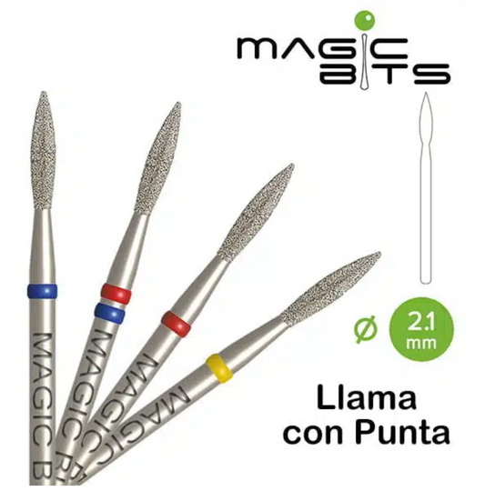 MagicBits-Biotech Fresa Diamante Llama Con Punta Rojo- Azul 2.1 mm (cm21)