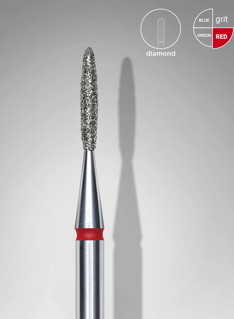 STALEKS EXPERT  Fresa diamantada tipo llama roja: diámetro 1,4mm, parte de trabajo 8mm
