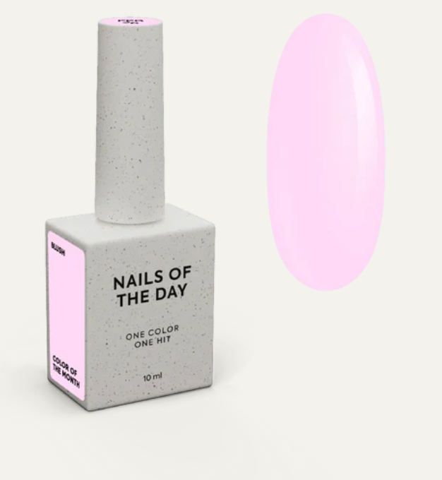 NAILSOFTHEDAY Color del Mes Febrero 2026 Blush — tono rosa pastel, cobertura completa en una sola capa, 10 ml