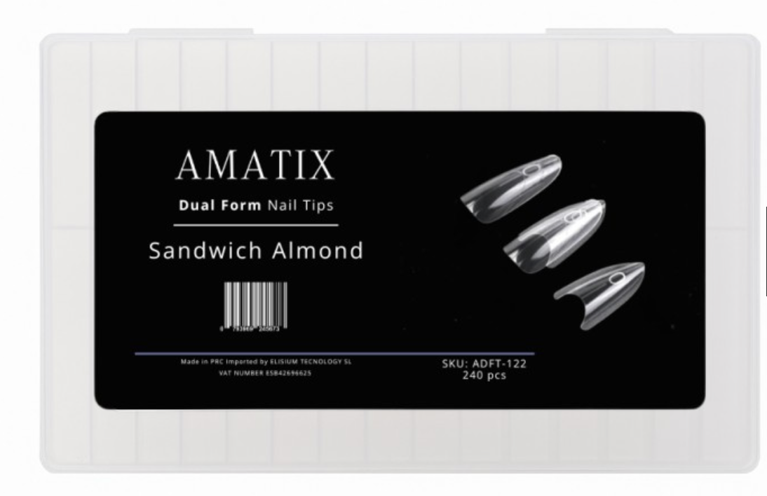 Amatix Dual Form Nail Tips Sandwich Almond 240uni 15 tamaños