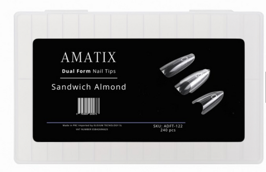 Amatix Dual Form Nail Tips Sandwich Almond 240uni 15 tamaños