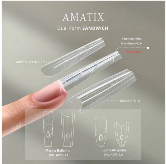 Amatix Dual Form Nail Tips Sandwich Almond 240uni 15 tamaños