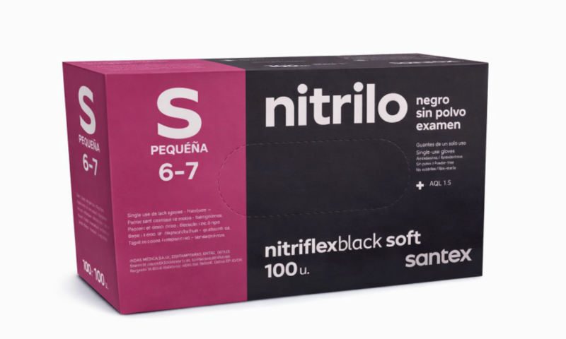 GUANTE NITRILO SIN POLVO NEGRO S