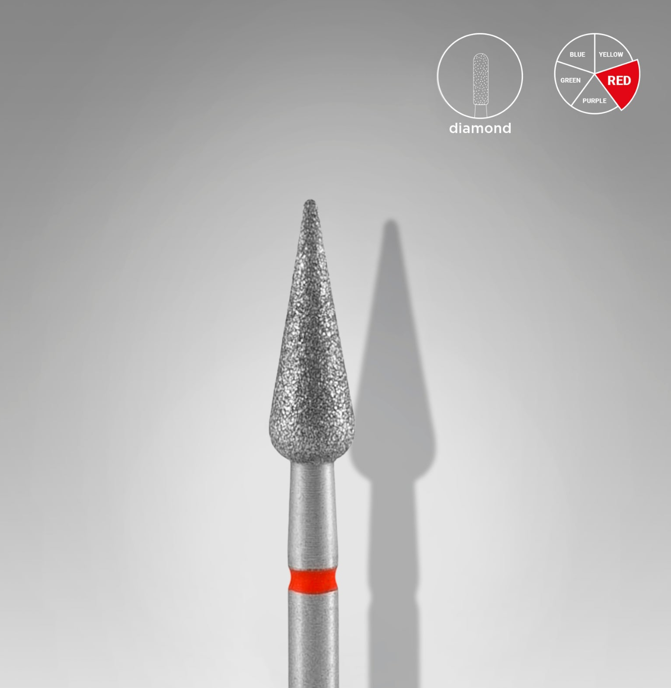 Fresa diamantada «Pera aguda»  diámetro 4 mm, parte de trabajo 12 mm staleks