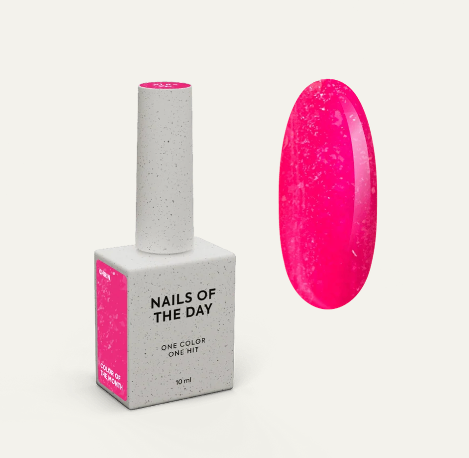 NAILSOFTHEDAY COLOR MES AGOSTO 2026 CHRIN – fucsia con pan de oro y shimmer, cobertura en una sola capa, 10 ml