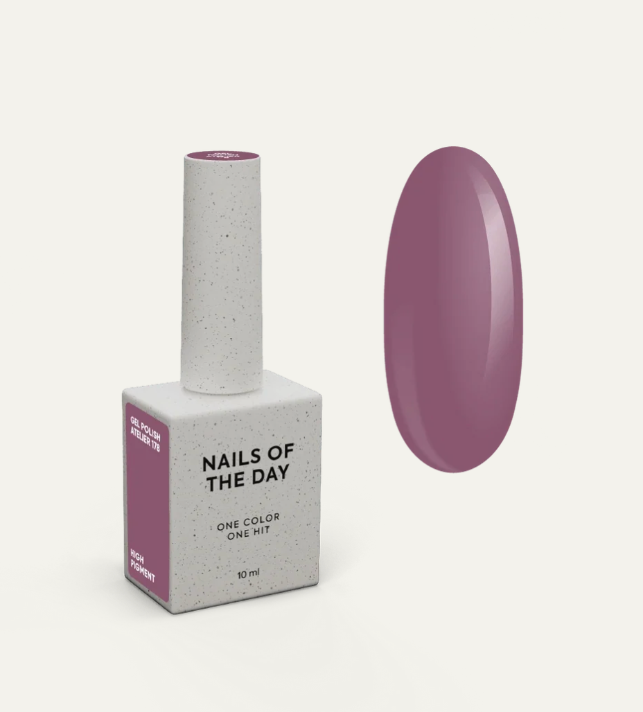NAILSOFTHEDAY Gel Polish Atelier 178 — esmalte semipermanente rosa empolvado oscuro con cobertura en una sola capa, 10 ml