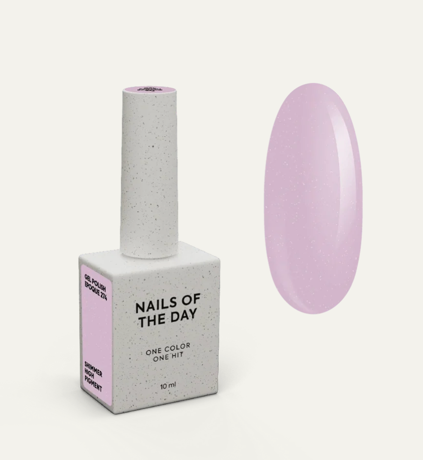 NAILSOFTHEDAY Gel Polish Epoque 274 — esmalte semipermanente malva empolvado con shimmer y cobertura en una sola capa, 10 ml