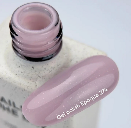 NAILSOFTHEDAY Gel Polish Epoque 274 — esmalte semipermanente malva empolvado con shimmer y cobertura en una sola capa, 10 ml