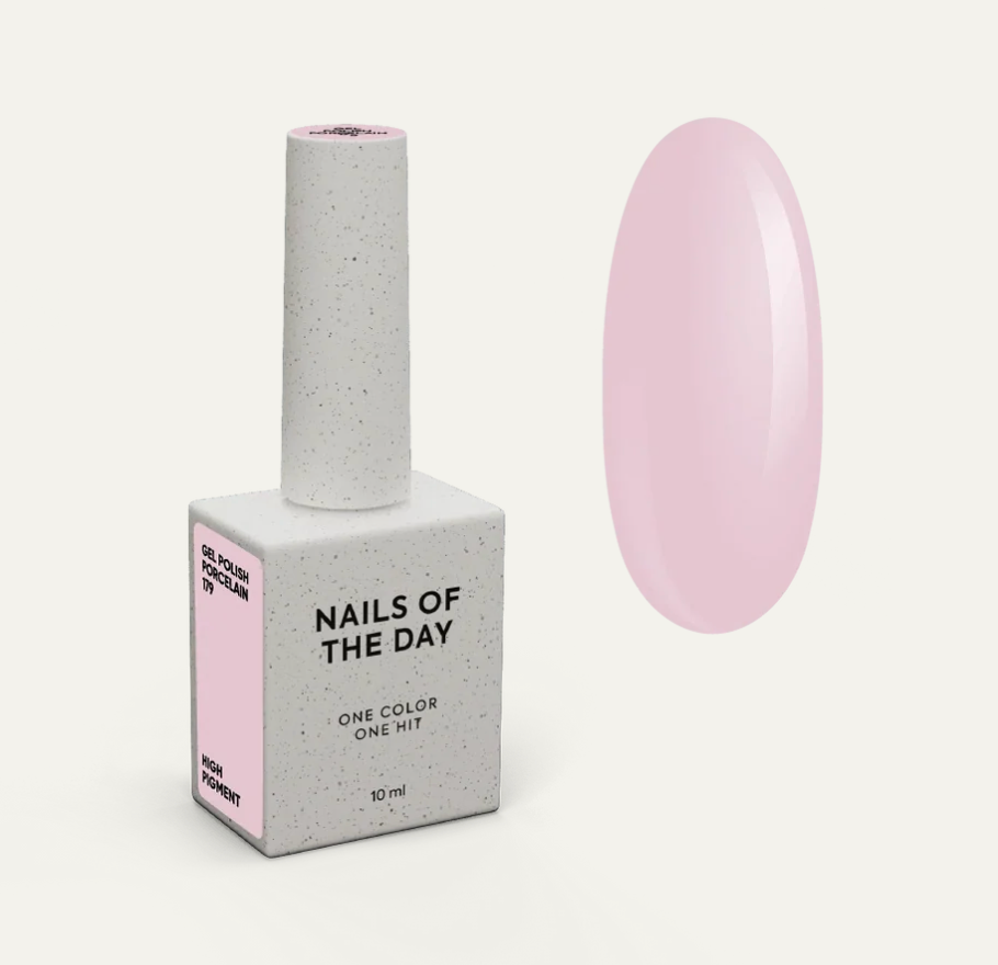 NAILSOFTHEDAY Gel Polish Porcelain 179 — esmalte semipermanente rosa empolvado suave con cobertura en una sola capa, 10 ml