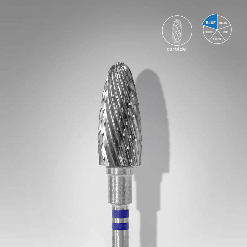 STALEKS EXPERT Fresa de carburo para zurdos tipo maíz roja/azul, diámetro 6 mm, parte de trabajo 14 mm