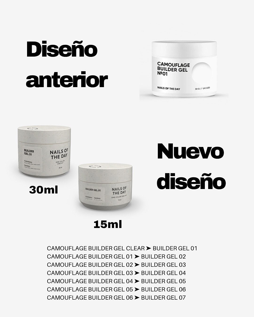 NAILSOFTHEDAY Builder Gel 06 — gel marrón claro para extensiones de uñas, 15ml-30 ml
