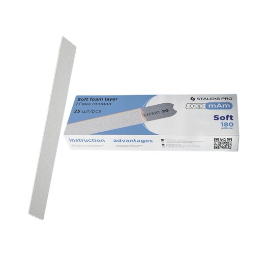 Staleks Limas Desechables Blancos De PapmAm 180grit(Con Capa De Espuma Suave) EXPERT 20 (25 Unidades)