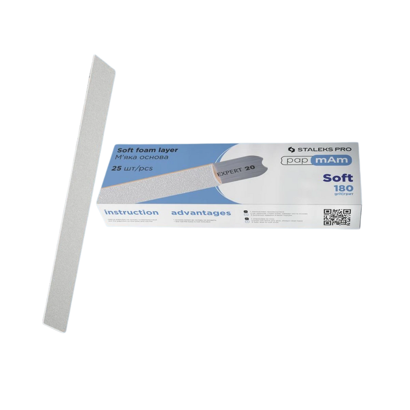 Staleks Limas Desechables Blancos De PapmAm 180grit(Con Capa De Espuma Suave) EXPERT 20 (25 Unidades)
