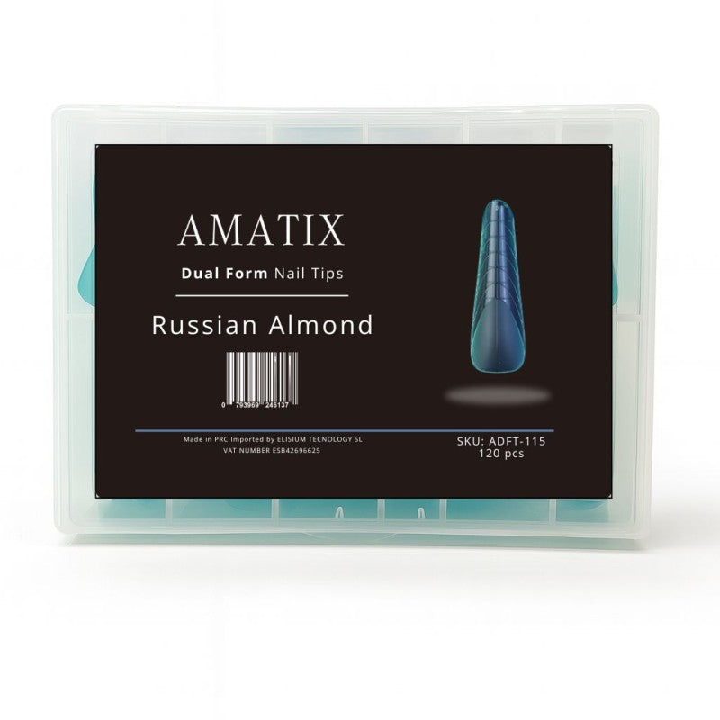 Amatix Dual Form Nail Tips Russian Almond 120uni 12 tamaños