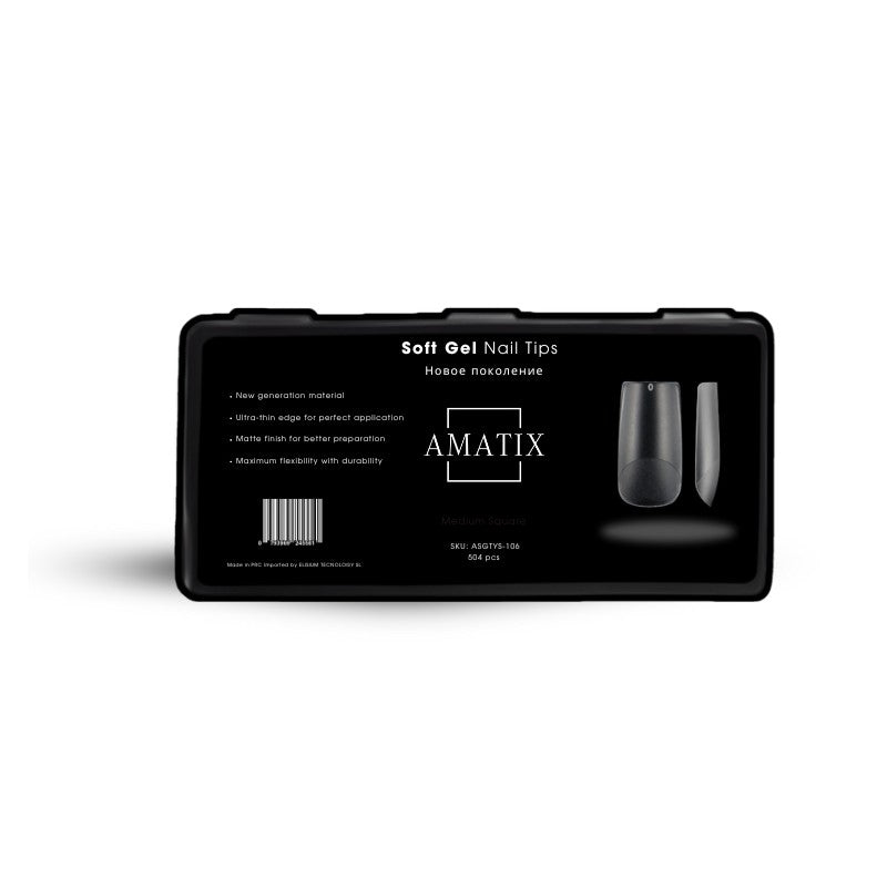 Amatix Soft Gel Nail Tips Medium Square 504uni 12 tamaños