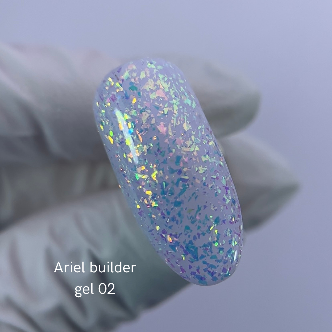 NAILSOFTHENIGHT Ariel gel 02 — gel constructor con escamas de yuki multicolores para uñas, 15 g