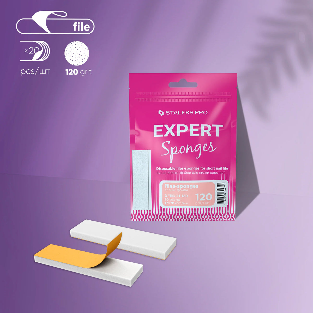 STALEKS EXPERT 51 Limas adhesivas-buffs para lima corta, 120 grit (20 uds.)
