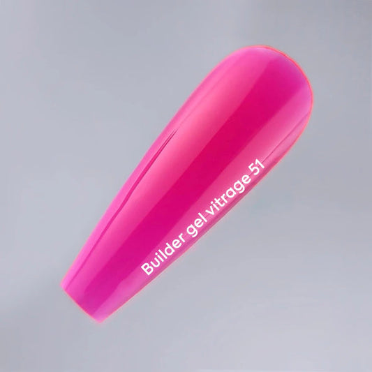 NAILSOFTHEDAY Builder gel 51 Vitrage — gel constructor vitral rosa para extensión de uñas, 15 ml