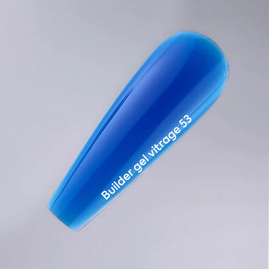 NAILSOFTHEDAY Builder gel 53 Vitrage — gel constructor vitral azul para extensión de uñas, 15 ml