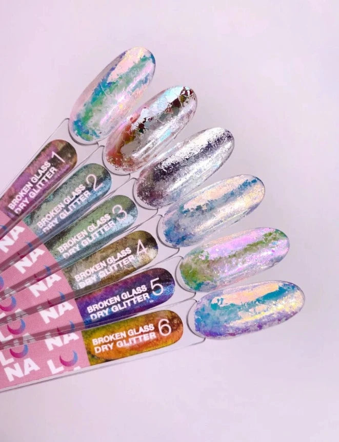 Lunamoon set of dry glitters for nails «Broken Glass» 6 pcs