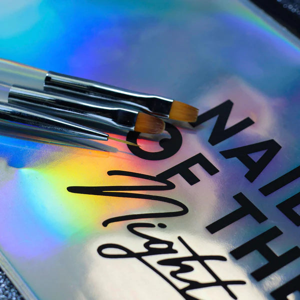 NAILSOFTHENIGHT Nail Art Brush, lineas finissimas, pincel de 10 mm con un práctico mango transparente con efecto iridiscente