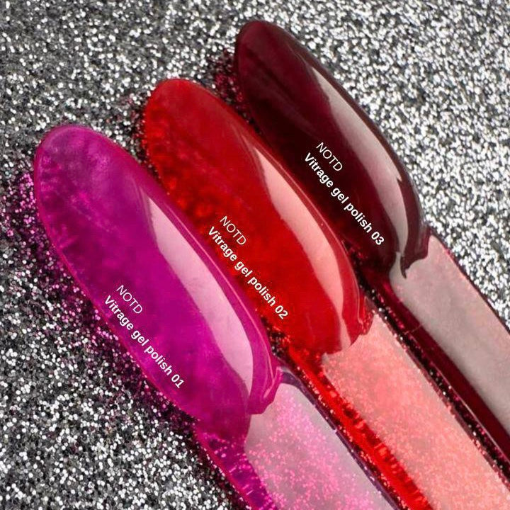 NAILSOFTHEDAY Vitrage gel polish 02 — esmalte de uñas en gel rojo teñido, 10 ml