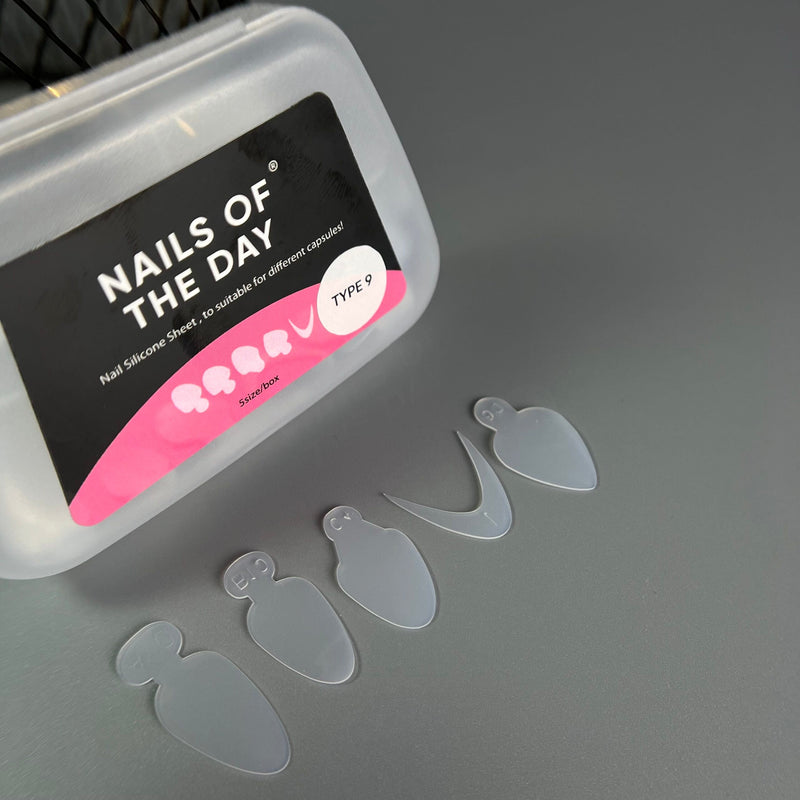 NAILSOFTHEDAY Guía de puntas francesas (Tipo 9) - plantillas de silicona para formas superiores, 60 piezas