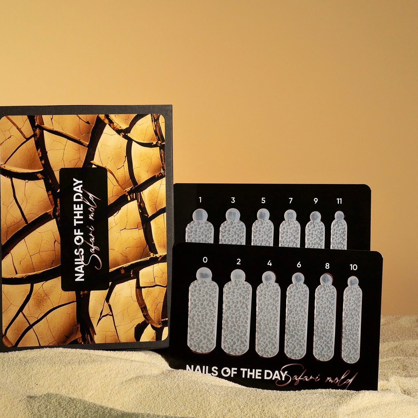 NAILSOFTHEDAY Safari Dusty Terra, forma de silicona;12 piezas/caja — moldes de silicona para formas superiores/tierra seca - cristales (Tipo 16), 12 piezas en una caja de marca.