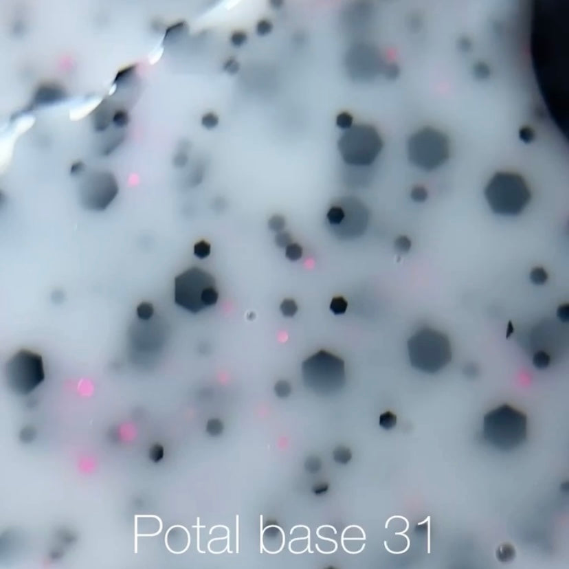 NAILSOFTHEDAY Potal base 31 - base de leche con brillo negro y rosa, 10 ml