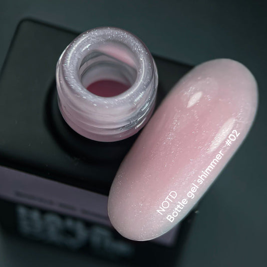 NAILSOFTHEDAY Botella gel shimmer 02 – gel rosa lechoso súper fuerte con brillo plateado, 10 ml
