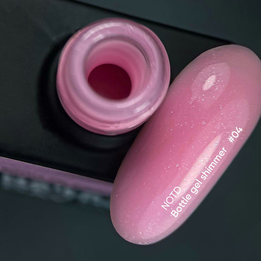 NAILSOFTHEDAY Botella gel shimmer 04 – gel rosa ultrafuerte con brillo plateado, 10 ml