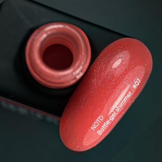 NAILSOFTHEDAY Botella gel shimmer 07 - gel coral ultra fuerte con brillo plateado, 10 ml
