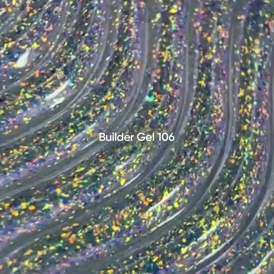 NAILSOFTHEDAY Builder Gel 106 — builder gel transparente con copos Yuki, 15 ml